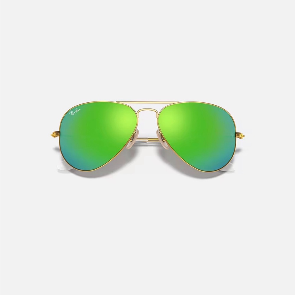 Ray-Ban Gold Frame Sunglasses with Green Lenses